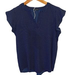 Adrianna Papell Navy Dot Blouse M